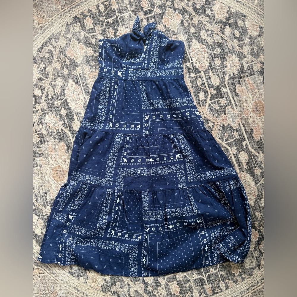 Universal Thread Navy Bandana-Print Tiered Dress